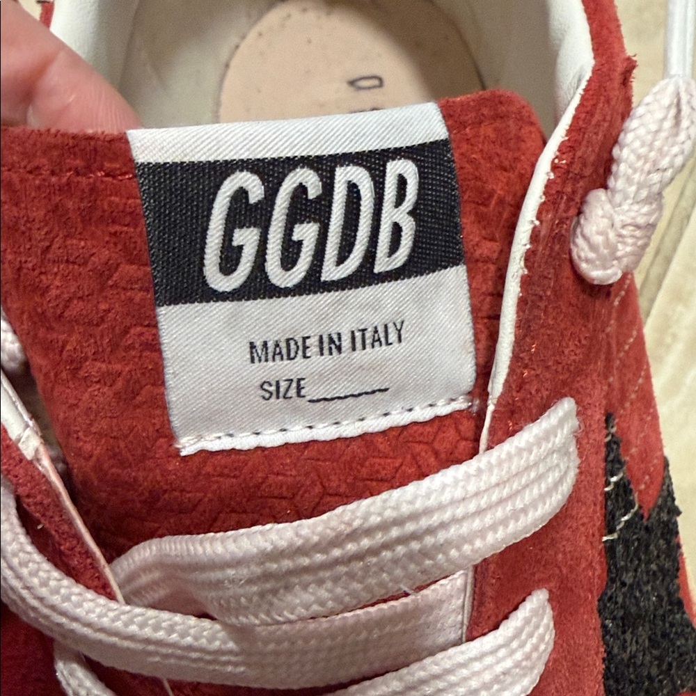 Golden Goose Red Suede Sneakers with Black Star worn once - Picture 3 of 4